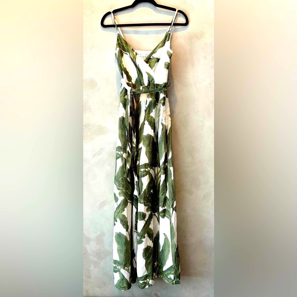 Green Leaf Print Strappy Jumpsuit, Size S, NWT